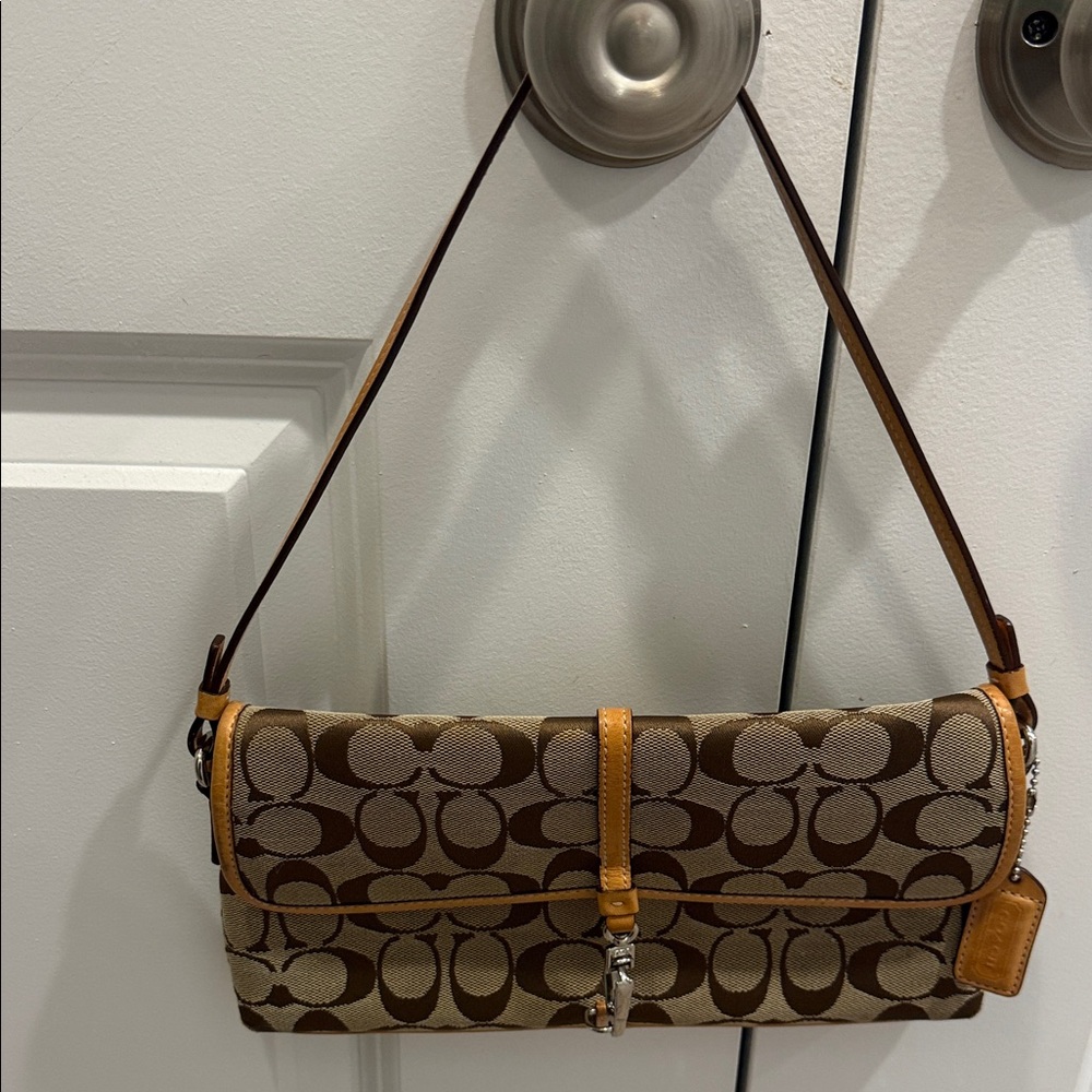 Coach Brown and Tan Shoulder Bag